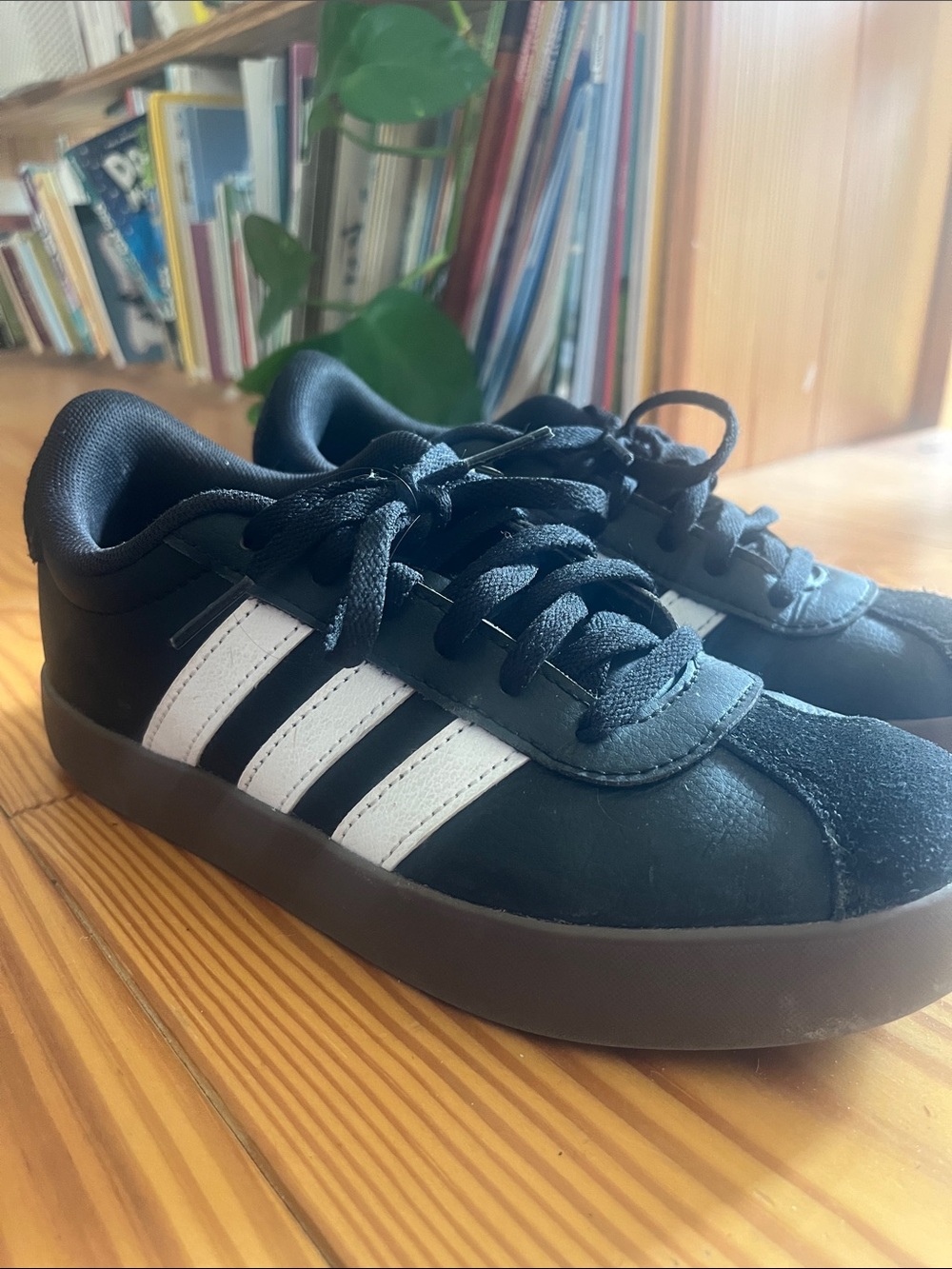 adidas Kids Sambas Black Sneakers with White Three-Stripes